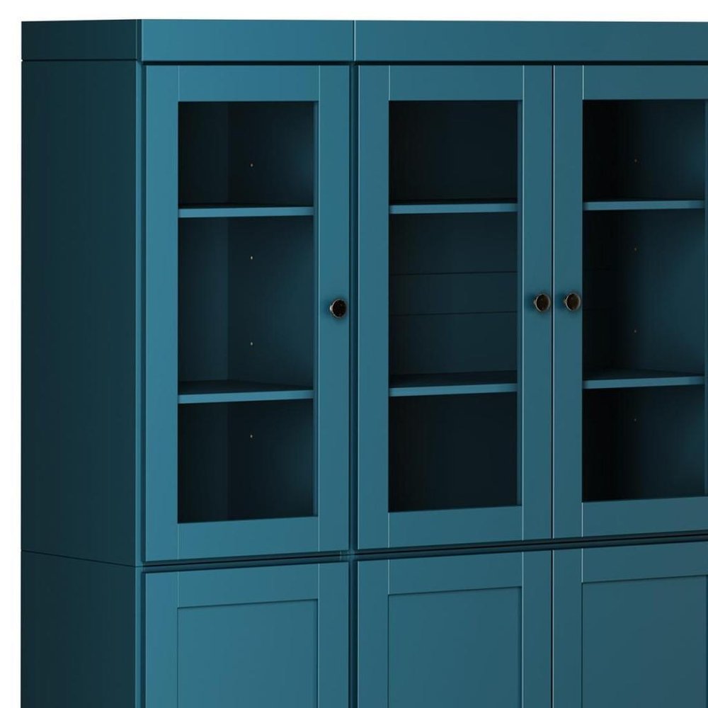 72" Teal Blue Solid Wood 8 Two Drawer Pantry Or Storage Closet HomeRoots