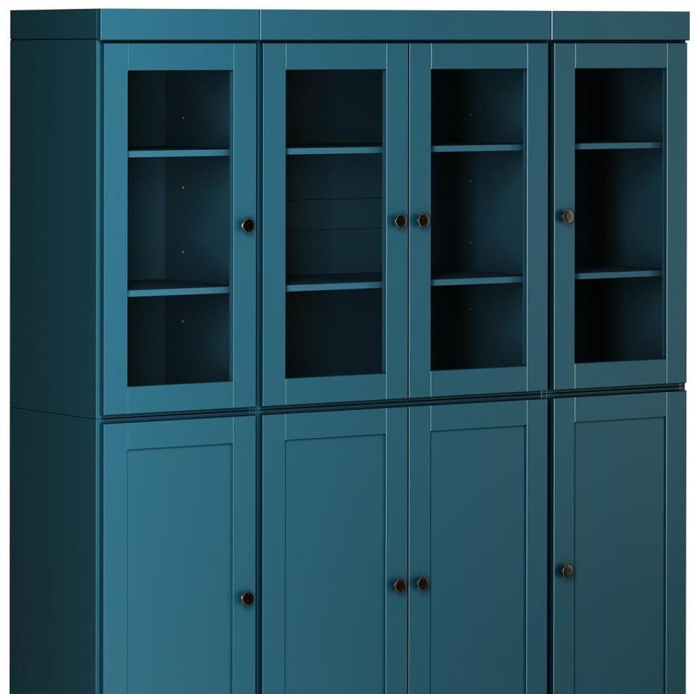 72" Teal Blue Solid Wood 8 Two Drawer Pantry Or Storage Closet — view 4