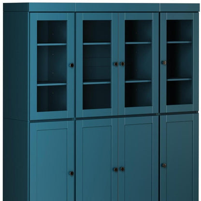 72" Teal Blue Solid Wood 8 Two Drawer Pantry Or Storage Closet HomeRoots