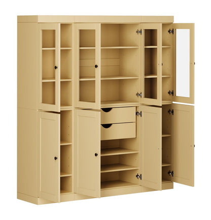 72" Yellow Solid Wood 8 Two Drawer Pantry Or Storage Closet HomeRoots