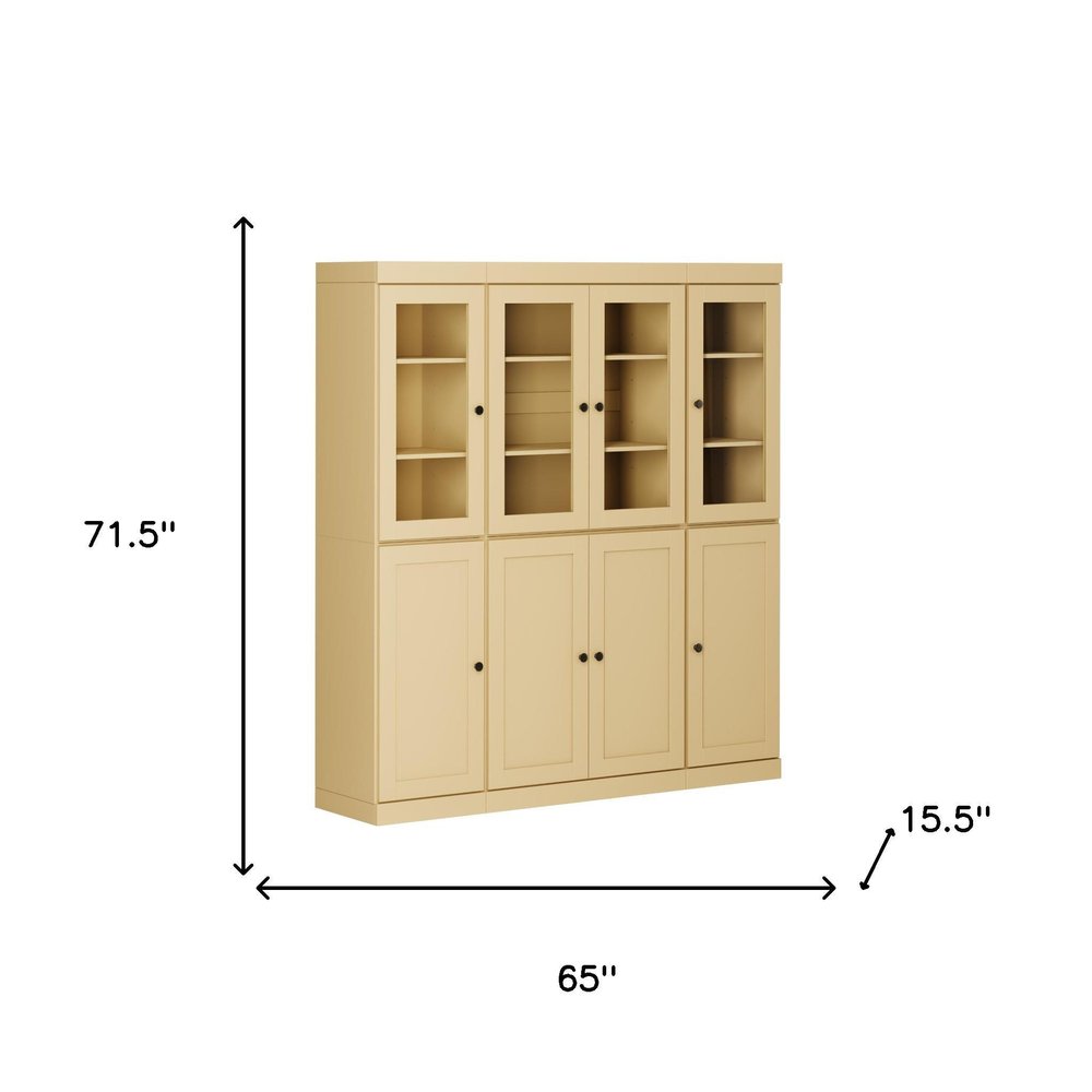 72" Yellow Solid Wood 8 Two Drawer Pantry Or Storage Closet — view 4