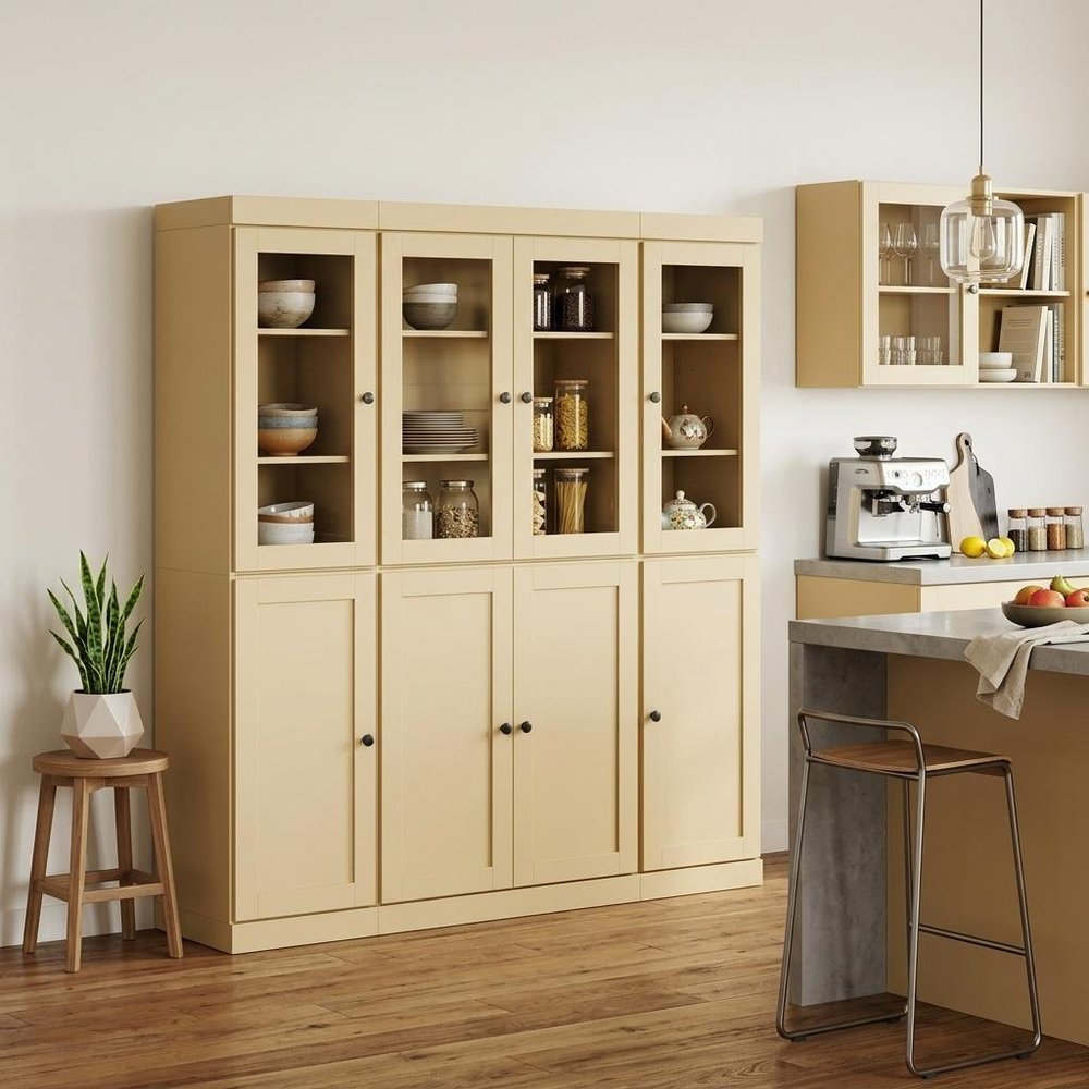 72" Yellow Solid Wood 8 Two Drawer Pantry Or Storage Closet — view 5