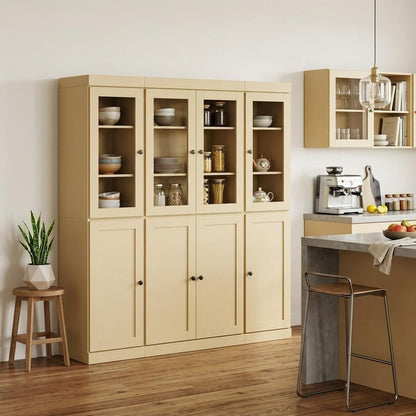 72" Yellow Solid Wood 8 Two Drawer Pantry Or Storage Closet HomeRoots
