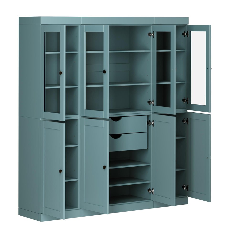 72" Aqua Solid Wood 8 Two Drawer Pantry Or Storage Closet HomeRoots