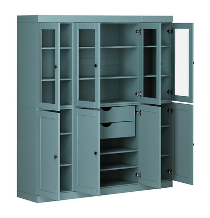 72" Aqua Solid Wood 8 Two Drawer Pantry Or Storage Closet HomeRoots