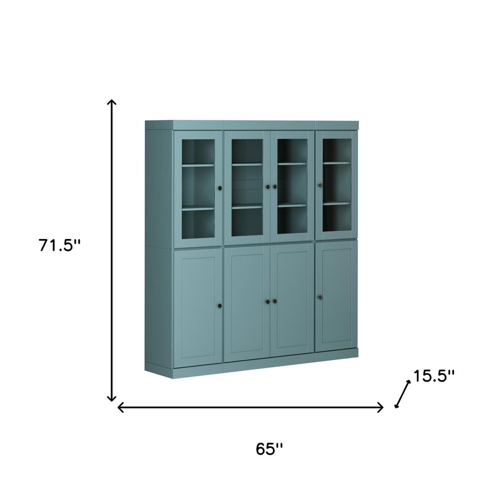72" Aqua Solid Wood 8 Two Drawer Pantry Or Storage Closet HomeRoots