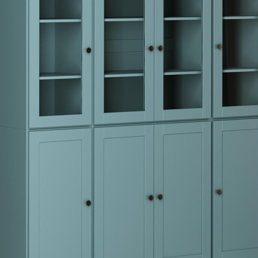 72" Aqua Solid Wood 8 Two Drawer Pantry Or Storage Closet