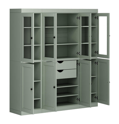72" Sage Solid Wood 8 Two Drawer Pantry Or Storage Closet HomeRoots