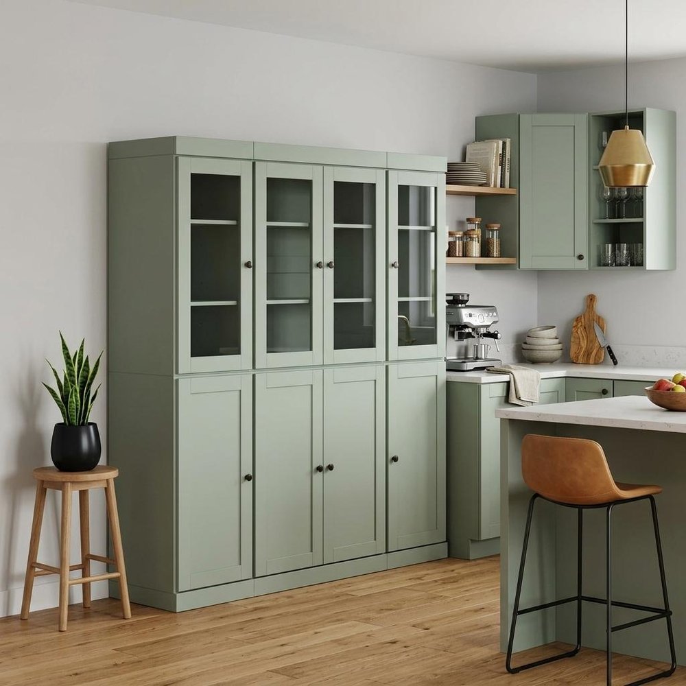 72" Sage Solid Wood 8 Two Drawer Pantry Or Storage Closet HomeRoots