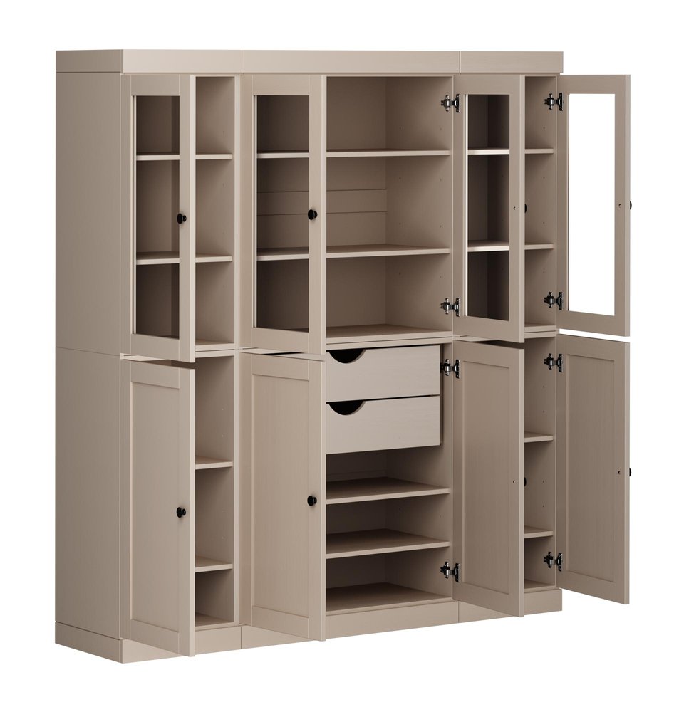 72" Beige Solid Wood 8 Two Drawer Pantry Or Storage Closet HomeRoots