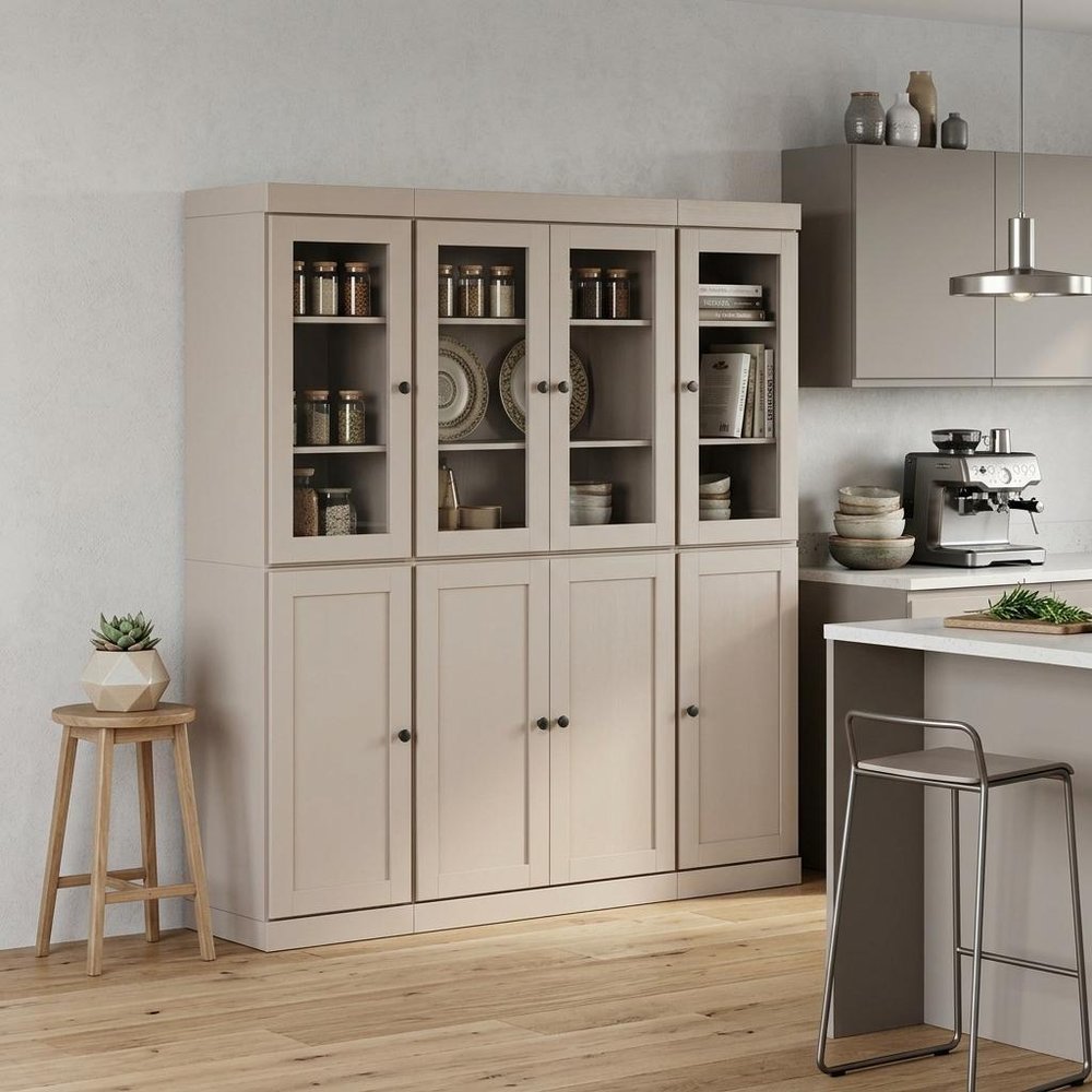 72" Beige Solid Wood 8 Two Drawer Pantry Or Storage Closet HomeRoots