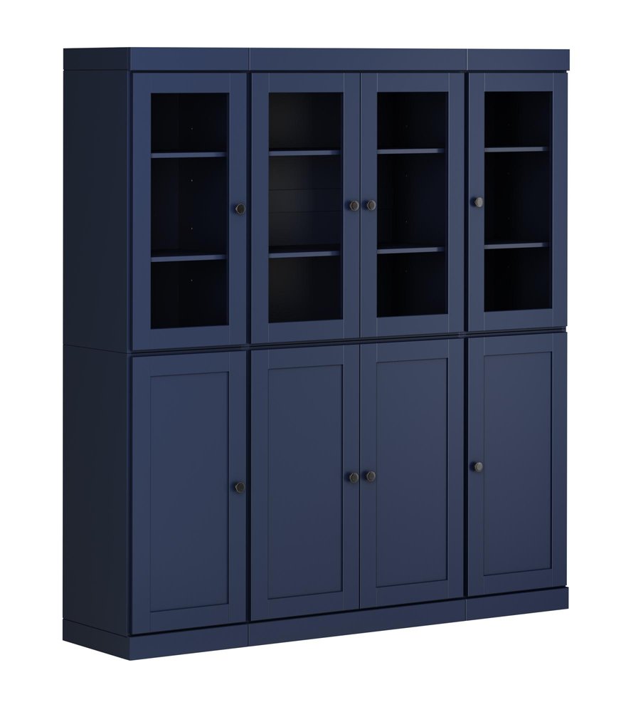 72" Navy Blue Solid Wood 8 Two Drawer Pantry Or Storage Closet HomeRoots
