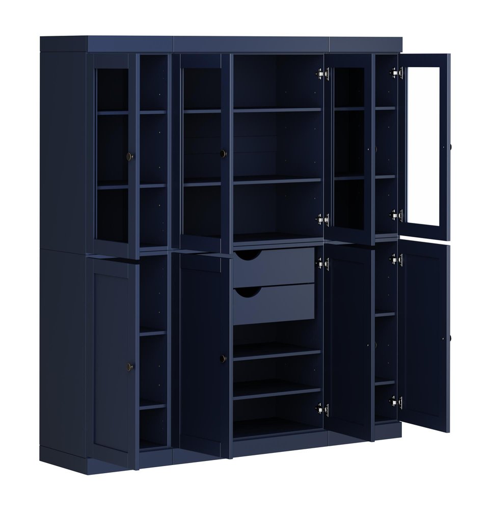 72" Navy Blue Solid Wood 8 Two Drawer Pantry Or Storage Closet — view 2