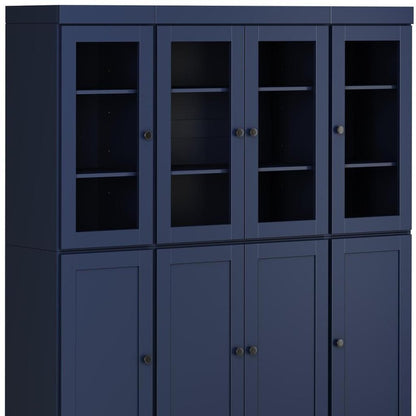 72" Navy Blue Solid Wood 8 Two Drawer Pantry Or Storage Closet