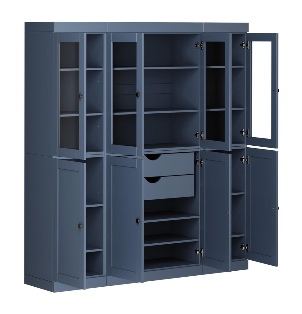 72" French Blue Solid Wood 8 Two Drawer Pantry Or Storage Closet — view 2