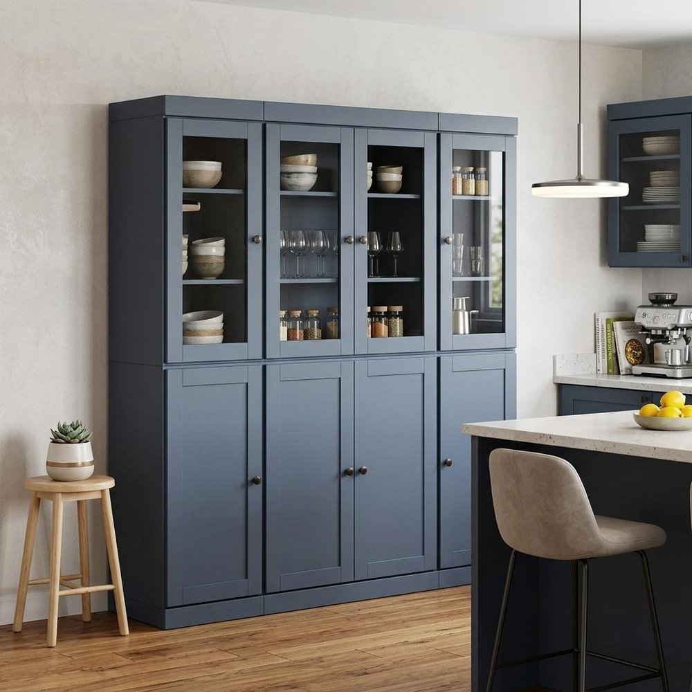 72" French Blue Solid Wood 8 Two Drawer Pantry Or Storage Closet — view 5