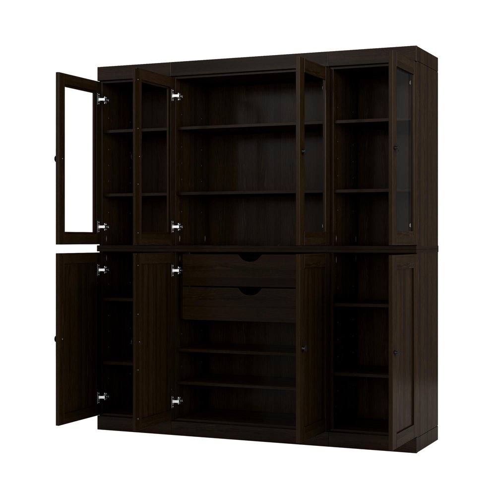 72" Espresso Solid Wood 8 Two Drawer Pantry Or Storage Closet HomeRoots