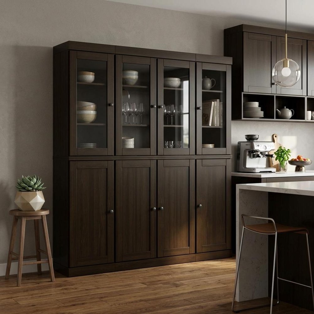 72" Espresso Solid Wood 8 Two Drawer Pantry Or Storage Closet — view 6