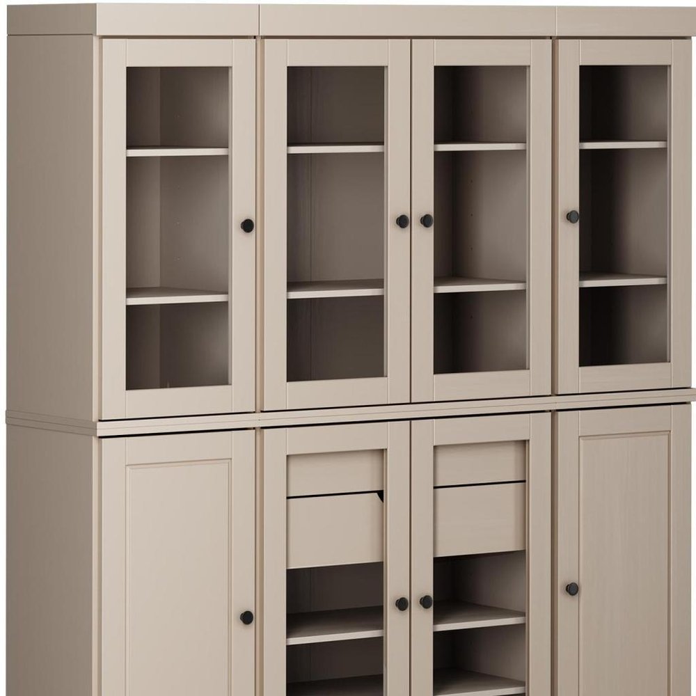 72" Beige Solid Wood 8 Two Drawer Pantry Or Storage Closet HomeRoots