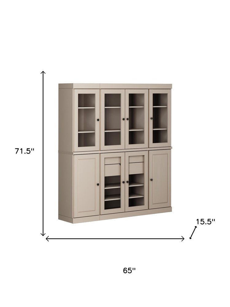 72" Beige Solid Wood 8 Two Drawer Pantry Or Storage Closet HomeRoots