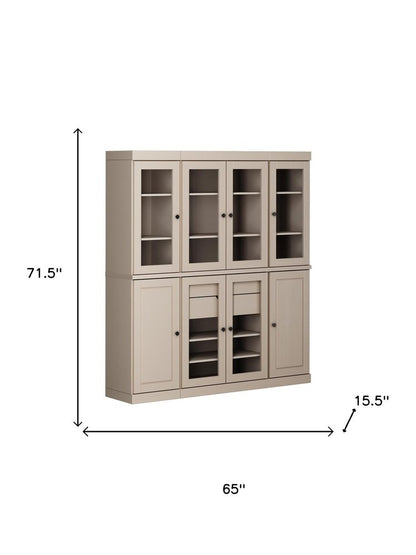 72" Beige Solid Wood 8 Two Drawer Pantry Or Storage Closet HomeRoots