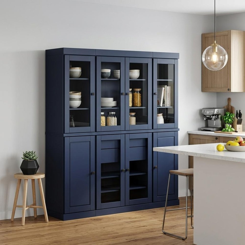 72" Beige Solid Wood 8 Two Drawer Pantry Or Storage Closet — view 12