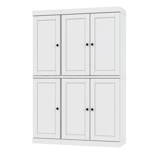 72" French Blue Solid Wood Six Door Two Drawer Pantry Or Storage Closet HomeRoots