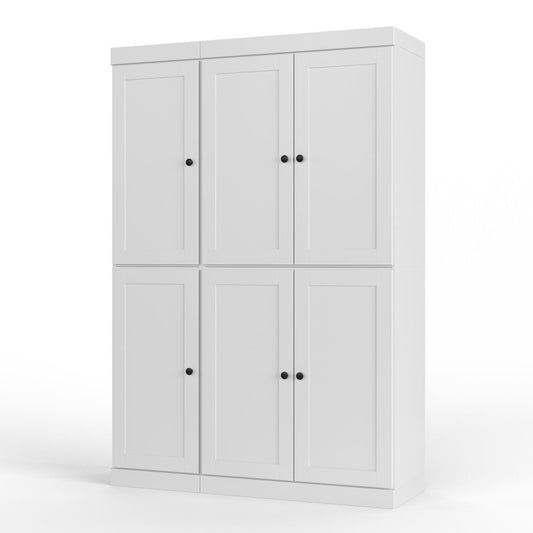 72" French Blue Solid Wood Six Door Two Drawer Pantry Or Storage Closet HomeRoots