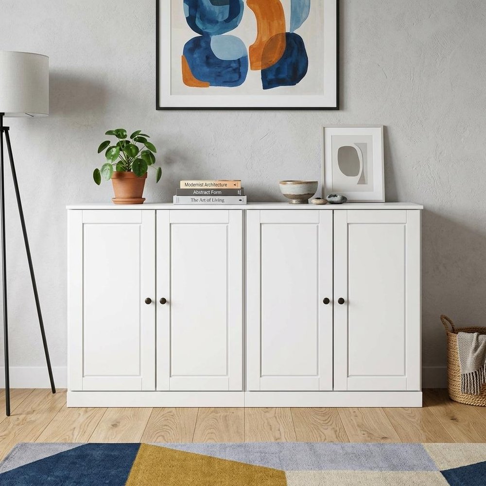 64" White Solid Wood Sideboard With Two Doors — view 5