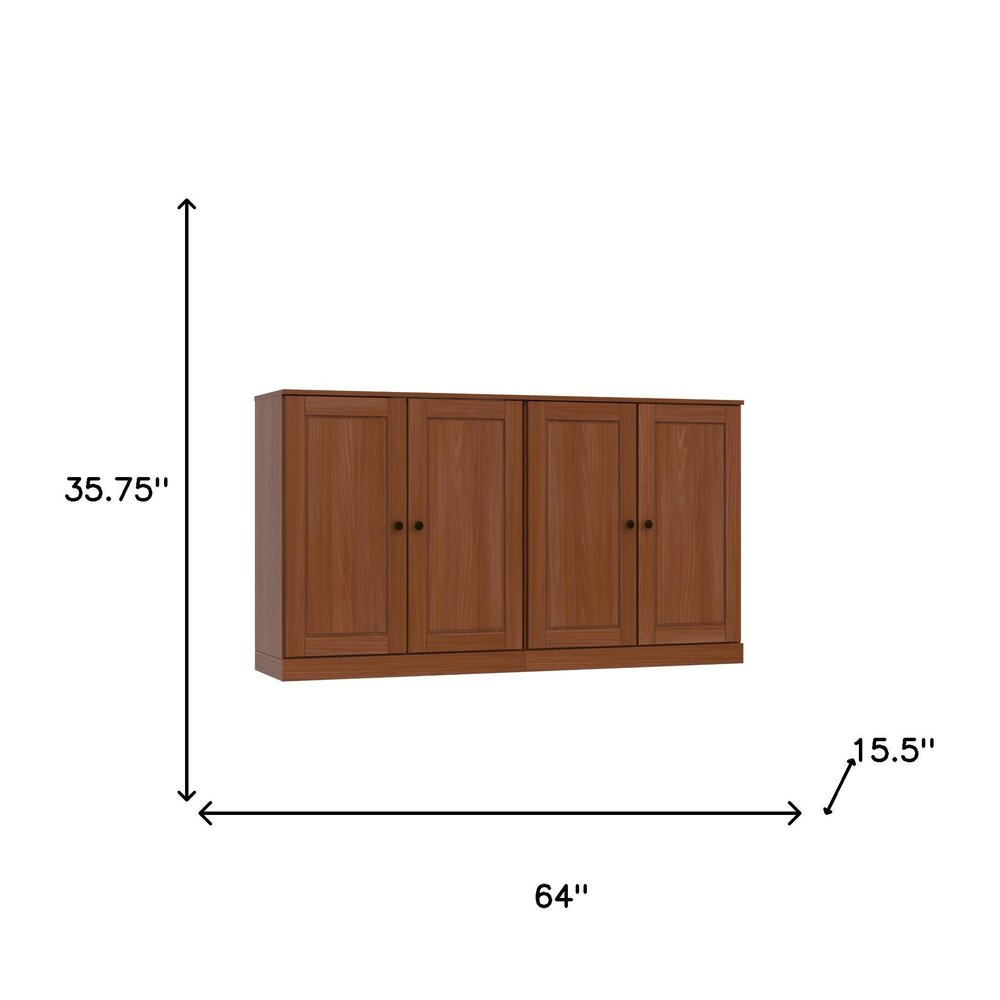64" Coffee Solid Wood Sideboard With Two Doors — view 3