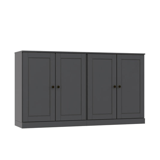 64" Gray Solid Wood Sideboard With Two Doors