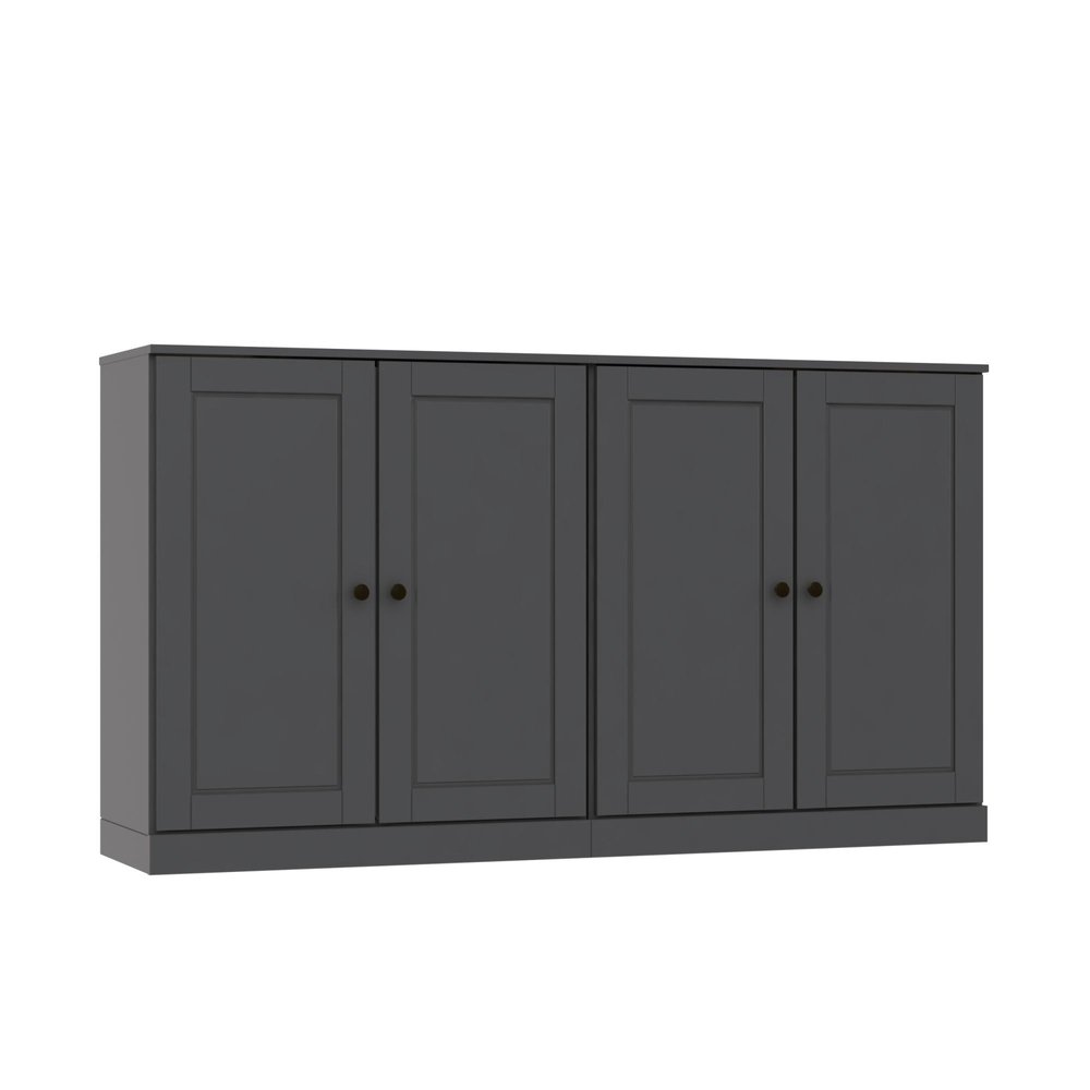 64" Gray Solid Wood Sideboard With Two Doors HomeRoots