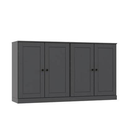 64" Gray Solid Wood Sideboard With Two Doors HomeRoots