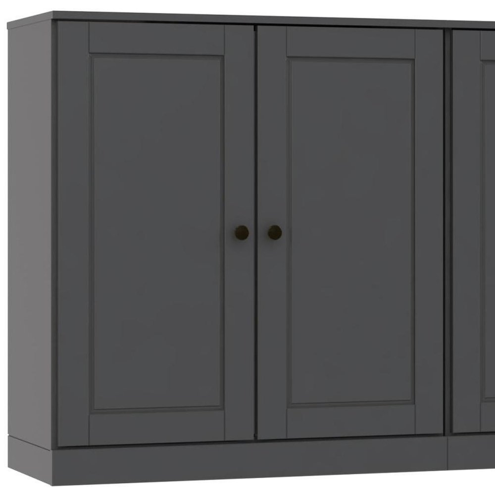 64" Gray Solid Wood Sideboard With Two Doors HomeRoots