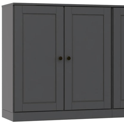 64" Gray Solid Wood Sideboard With Two Doors HomeRoots