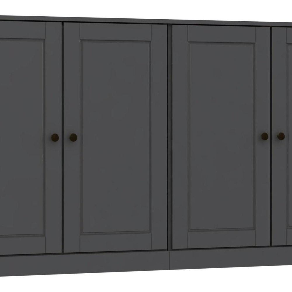 64" Gray Solid Wood Sideboard With Two Doors