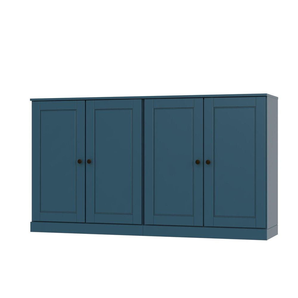 64" Teal Blue Solid Wood Sideboard With Two Doors — view 1