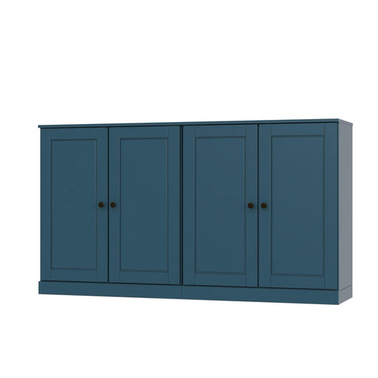 64" Teal Blue Solid Wood Sideboard With Two Doors