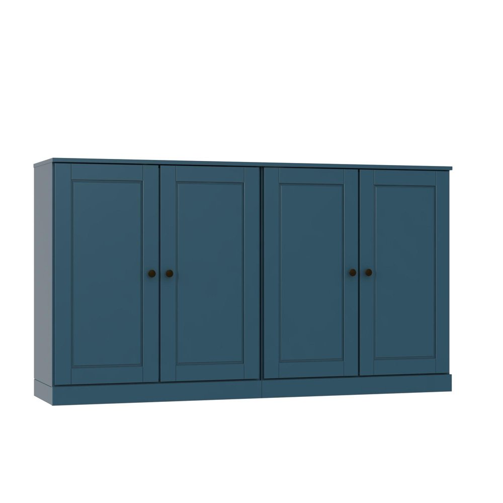 64" Teal Blue Solid Wood Sideboard With Two Doors — view 5