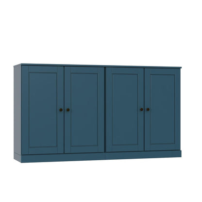 64" Teal Blue Solid Wood Sideboard With Two Doors