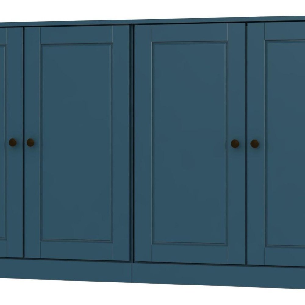 64" Teal Blue Solid Wood Sideboard With Two Doors