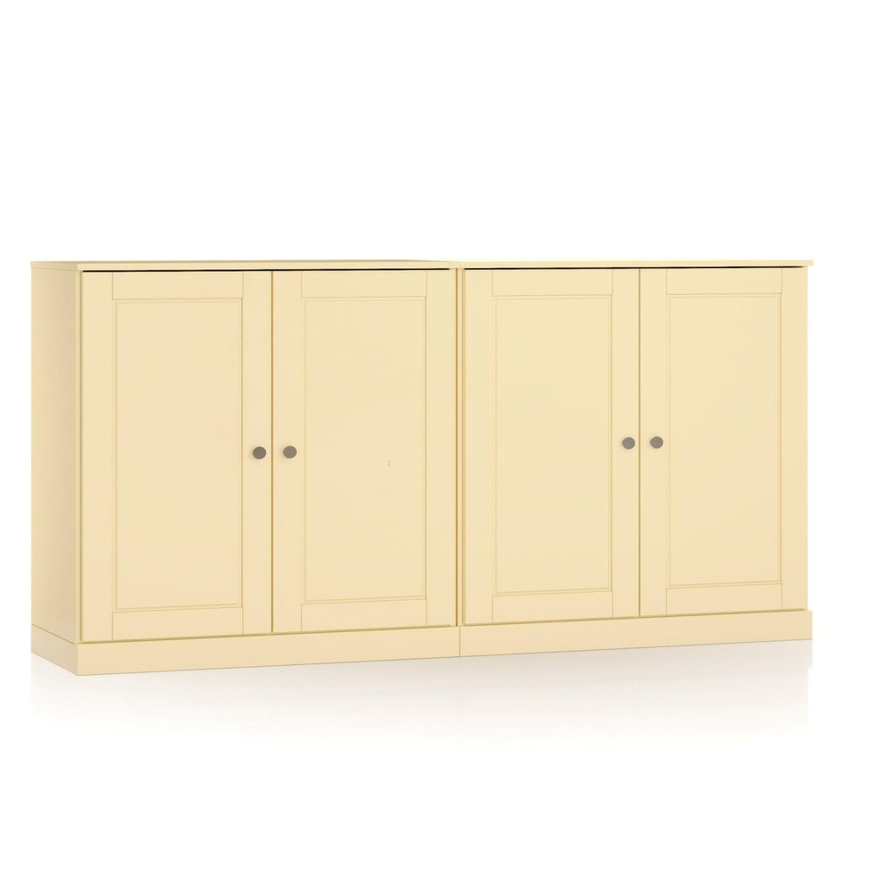 64" Yellow Solid Wood Sideboard With Two Doors — view 1