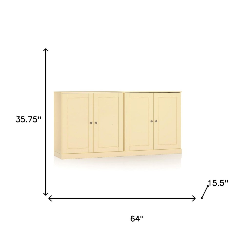 64" Yellow Solid Wood Sideboard With Two Doors — view 3