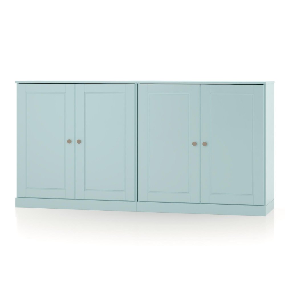 64" Aqua Solid Wood Sideboard With Two Doors HomeRoots