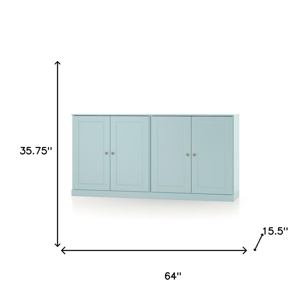 64" Aqua Solid Wood Sideboard With Two Doors — view 5