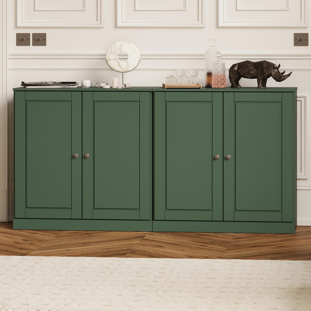 64" Green Solid Wood Sideboard With Two Doors — view 2