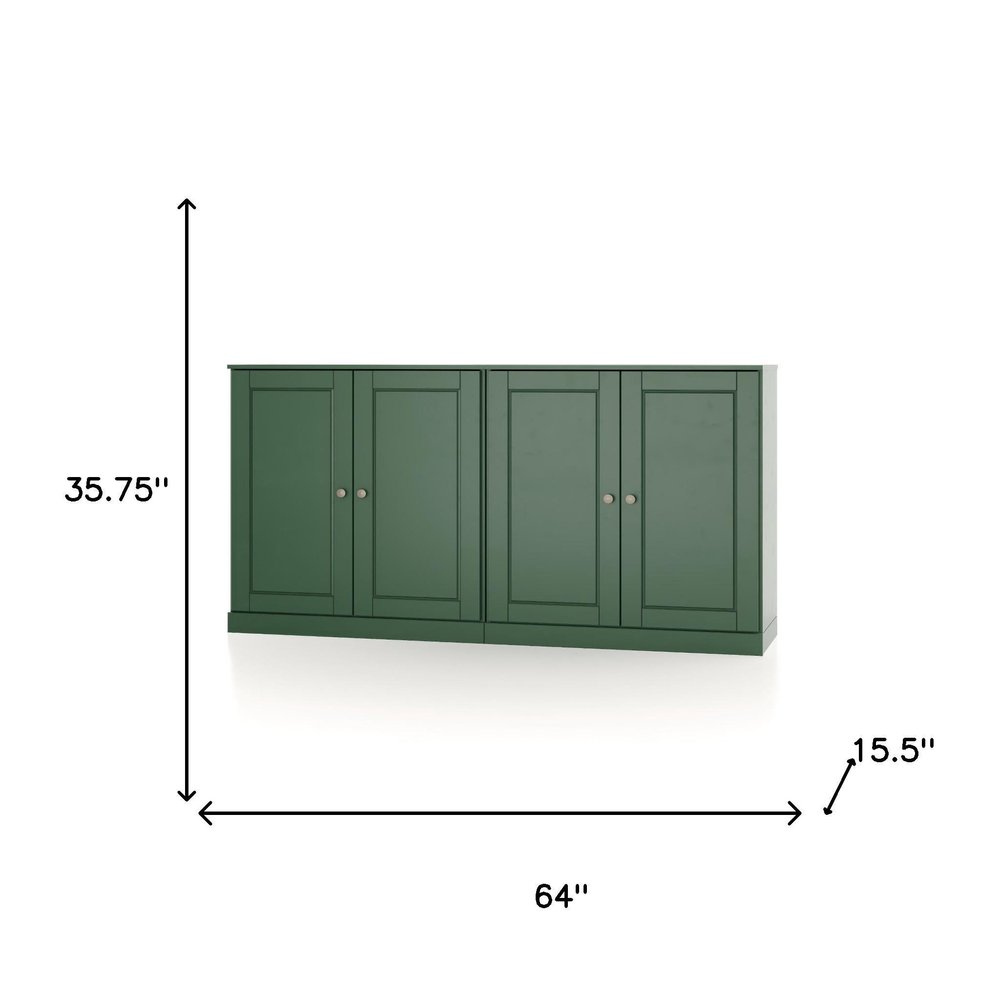 64" Green Solid Wood Sideboard With Two Doors — view 4