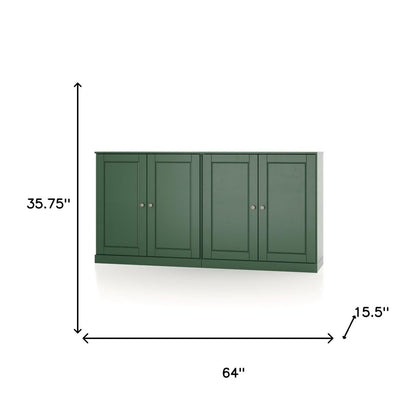 64" Green Solid Wood Sideboard With Two Doors HomeRoots