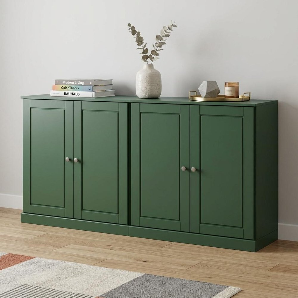 64" Green Solid Wood Sideboard With Two Doors — view 5
