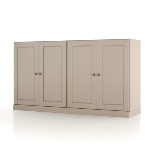64" Beige Solid Wood Sideboard With Two Doors
